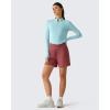 image:imageG4Free Lightbreeze Womens UPF 50 Sun Shirts Long Sleeve Crop Workout Tops Thumbholes Mock Neck Quater Zip Tees RunningLight Blue