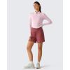 image:imageG4Free Lightbreeze Womens UPF 50 Sun Shirts Long Sleeve Crop Workout Tops Thumbholes Mock Neck Quater Zip Tees RunningLight Pink