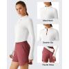 image:imageG4Free Lightbreeze Womens UPF 50 Sun Shirts Long Sleeve Crop Workout Tops Thumbholes Mock Neck Quater Zip Tees RunningPure White
