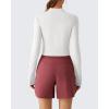 image:imageG4Free Lightbreeze Womens UPF 50 Sun Shirts Long Sleeve Crop Workout Tops Thumbholes Mock Neck Quater Zip Tees RunningPure White