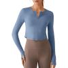 image:imageG4Free Lightbreeze Women UPF 50 Sun Shirts Thumbholes Long Sleeve Crop Workout Tops V Neck TShirts CasualDusty Blue