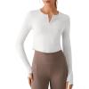 image:imageG4Free Lightbreeze Women UPF 50 Sun Shirts Thumbholes Long Sleeve Crop Workout Tops V Neck TShirts CasualWhite