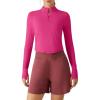image:imageG4Free Lightbreeze Womens UPF 50 Sun Shirts Long Sleeve Crop Workout Tops Thumbholes Mock Neck Quater Zip Tees RunningHot Pink