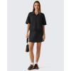 image:imageG4Free Smoofit Modal Soft Polo Shirts for Women Zip Up Short Sleeve Tops Loose Fit for Casual Business WorkBlack