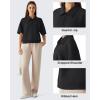 image:imageG4Free Smoofit Modal Soft Polo Shirts for Women Zip Up Short Sleeve Tops Loose Fit for Casual Business WorkBlack