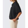 image:imageG4Free Smoofit Modal Soft Polo Shirts for Women Zip Up Short Sleeve Tops Loose Fit for Casual Business WorkBlack