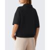 image:imageG4Free Smoofit Modal Soft Polo Shirts for Women Zip Up Short Sleeve Tops Loose Fit for Casual Business WorkBlack