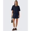 image:imageG4Free Smoofit Modal Soft Polo Shirts for Women Zip Up Short Sleeve Tops Loose Fit for Casual Business WorkDark Navy