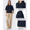 image:imageG4Free Smoofit Modal Soft Polo Shirts for Women Zip Up Short Sleeve Tops Loose Fit for Casual Business WorkDark Navy
