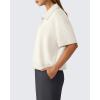 image:imageG4Free Smoofit Modal Soft Polo Shirts for Women Zip Up Short Sleeve Tops Loose Fit for Casual Business WorkIvory