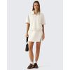 image:imageG4Free Smoofit Modal Soft Polo Shirts for Women Zip Up Short Sleeve Tops Loose Fit for Casual Business WorkIvory