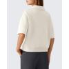 image:imageG4Free Smoofit Modal Soft Polo Shirts for Women Zip Up Short Sleeve Tops Loose Fit for Casual Business WorkIvory