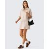 image:imageG4Free Smoofit Modal Soft Polo Shirts for Women Zip Up Short Sleeve Tops Loose Fit for Casual Business WorkLight Khaki