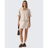 image:imageG4Free Smoofit Modal Soft Polo Shirts for Women Zip Up Short Sleeve Tops Loose Fit for Casual Business WorkLight Khaki