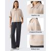 image:imageG4Free Smoofit Modal Soft Polo Shirts for Women Zip Up Short Sleeve Tops Loose Fit for Casual Business WorkLight Khaki
