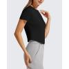 image:imageG4Free Womens Cropped Workout Tops Crewneck Short Sleeve TShirt Relaxed Fit Casual Athletic Waist Length TeesBlack