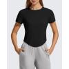 image:imageG4Free Womens Cropped Workout Tops Crewneck Short Sleeve TShirt Relaxed Fit Casual Athletic Waist Length TeesBlack