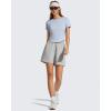 image:imageG4Free Womens Cropped Workout Tops Crewneck Short Sleeve TShirt Relaxed Fit Casual Athletic Waist Length TeesLight Denim