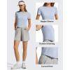 image:imageG4Free Womens Cropped Workout Tops Crewneck Short Sleeve TShirt Relaxed Fit Casual Athletic Waist Length TeesLight Denim