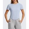 image:imageG4Free Womens Cropped Workout Tops Crewneck Short Sleeve TShirt Relaxed Fit Casual Athletic Waist Length TeesLight Denim