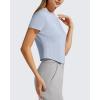 image:imageG4Free Womens Cropped Workout Tops Crewneck Short Sleeve TShirt Relaxed Fit Casual Athletic Waist Length TeesLight Denim