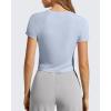 image:imageG4Free Womens Cropped Workout Tops Crewneck Short Sleeve TShirt Relaxed Fit Casual Athletic Waist Length TeesLight Denim