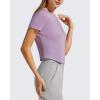 image:imageG4Free Womens Cropped Workout Tops Crewneck Short Sleeve TShirt Relaxed Fit Casual Athletic Waist Length TeesLight Purple