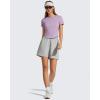 image:imageG4Free Womens Cropped Workout Tops Crewneck Short Sleeve TShirt Relaxed Fit Casual Athletic Waist Length TeesLight Purple