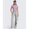 image:imageG4Free Womens Cropped Workout Tops Crewneck Short Sleeve TShirt Relaxed Fit Casual Athletic Waist Length TeesLight Purple