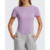 image:imageG4Free Womens Cropped Workout Tops Crewneck Short Sleeve TShirt Relaxed Fit Casual Athletic Waist Length TeesLight Purple