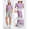image:imageG4Free Womens Cropped Workout Tops Crewneck Short Sleeve TShirt Relaxed Fit Casual Athletic Waist Length TeesLight Purple