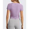 image:imageG4Free Womens Cropped Workout Tops Crewneck Short Sleeve TShirt Relaxed Fit Casual Athletic Waist Length TeesLight Purple