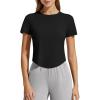 image:imageG4Free Womens Cropped Workout Tops Crewneck Short Sleeve TShirt Relaxed Fit Casual Athletic Waist Length TeesBlack