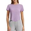image:imageG4Free Womens Cropped Workout Tops Crewneck Short Sleeve TShirt Relaxed Fit Casual Athletic Waist Length TeesLight Purple