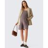 image:imageG4Free EverGoing Maternity Overalls with Pockets Adjustable Straps Pregnancy Wide Leg Jumpsuit Shorts Casual WorkTaupe
