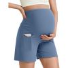 image:imageG4Free BareFeel Maternity Athletic Shorts with Pockets Over The Belly Workout Pants Comfy Summer Pregnancy ClothesBlue Gray