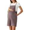 image:imageG4Free EverGoing Maternity Overalls with Pockets Adjustable Straps Pregnancy Wide Leg Jumpsuit Shorts Casual WorkTaupe