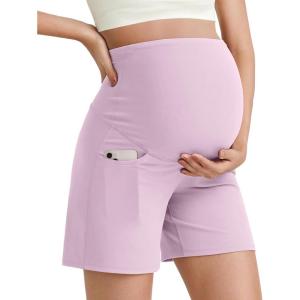 image:imageG4Free BareFeel Maternity Athletic Shorts with Pockets Over The Belly Workout Pants Comfy Summer Pregnancy ClothesPink
