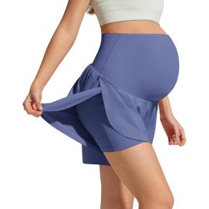 image:imageG4Free Chillwhisp Maternity Flowy Shorts for Women Pregnancy Skort with Pocket Builtin Brief LinerDusky Purple