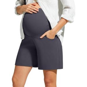 image:imageG4Free ShiftReady Maternity Work Shorts with Pockets Over The Belly Pregnancy Summer Office ClothesDark Gray