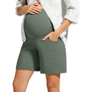 image:imageG4Free ShiftReady Maternity Work Shorts with Pockets Over The Belly Pregnancy Summer Office ClothesGray Sage