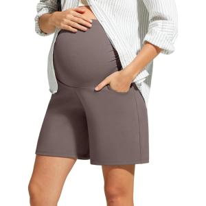 image:imageG4Free ShiftReady Maternity Work Shorts with Pockets Over The Belly Pregnancy Summer Office ClothesTaupe
