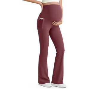 image:imageG4Free Womens BareFeel Maternity Flare LeggingsDark Burgundy
