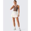 image:imageG4Free Drawstring Golf Skirts for Women  15 Athletic Curved Hem Tennis Skort Casual Skorts Inner Shorts with Ball PocketWhite