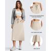 image:imageG4Free Smoofit ALine Midi Skirts for Women Modal Soft Drawstring Maxi Skirt Long Casual Fall with 2 PocketsLight Khaki