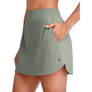 image:imageG4Free A Line Golf Skirts for Women 15 Elastic High Waisted Tennis Skorts Soft Casual Athletic Inner Shorts 4 PocketsGray Olive