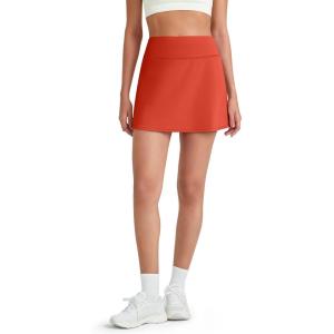 image:imageG4Free BareFeel 15 Golf Skirts for Women High Waisted A Line Casual Athletic Skorts Inner Shorts with 2 PocketsRust Orange