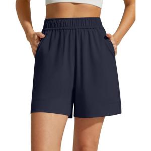 image:imageG4Free Strowen Athletic Running Shorts for Women 4  Elastic Waist Lightweight Quick Dry for Workout Gym with PocketsDark Navy