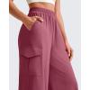 image:imageG4Free Chillwhisp Lightweight Wide Leg Cargo Pants Women Elastic Waist Flowy Palazzo Pants for Casual TravelBurgundy