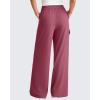image:imageG4Free Chillwhisp Lightweight Wide Leg Cargo Pants Women Elastic Waist Flowy Palazzo Pants for Casual TravelBurgundy